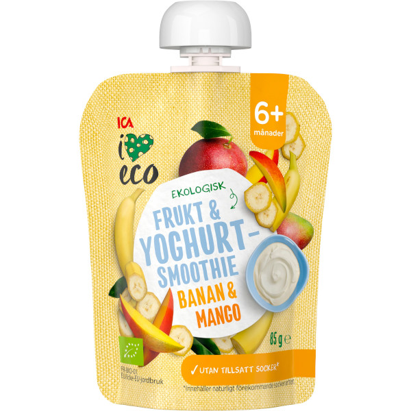 ICA I Love Eco Frukt & Yoghurtsmoothie Banan & Mango Ekologisk