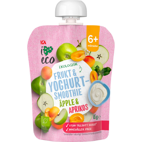 ICA I Love Eco Frukt & Yoghurtsmoothie Äpple & Aprikos Ekologisk