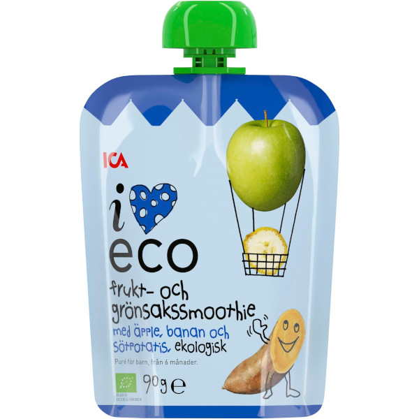 ICA I Love Eco Frukt & Grönsakssmoothie Äpple/Banan/Sötpotatis Ekologisk