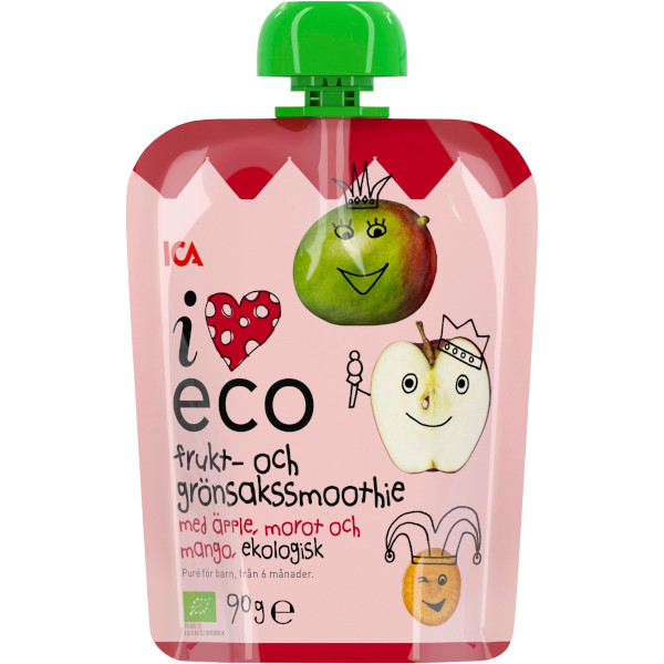 ICA I Love Eco Frukt & Grönsakssmoothie Äpple/Morot/Mango Ekologisk