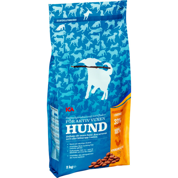 ICA Torrfoder Aktiv Vuxen Hund Kyckling & Ris