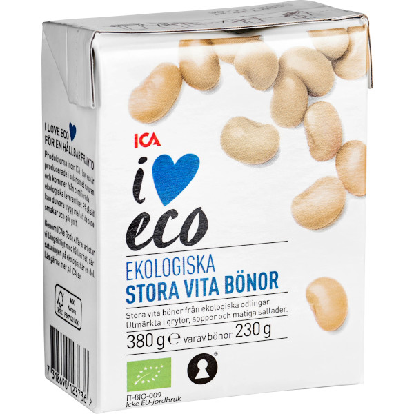 ICA I Love Eco Stora Vita Bönor Ekologiska