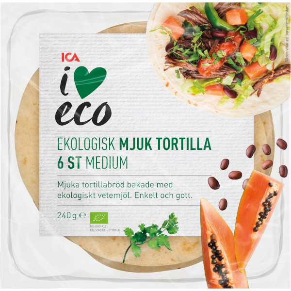 ICA I Love Eco Tortillabröd Mjuka Medium Ekologiska