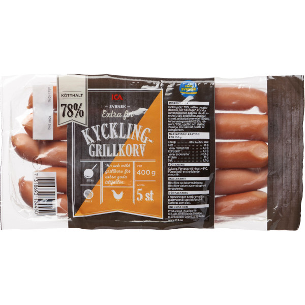 ICA Kycklinggrillkorv Extra Fin