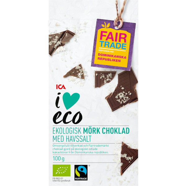 ICA I Love Eco Mörk Choklad Havssalt Ekologisk
