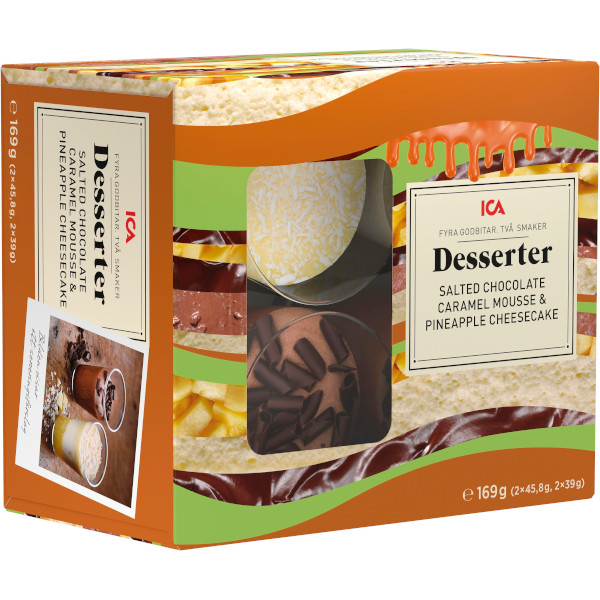 ICA Desserter Salted Chocolate Caramel Mousse & Pineapple Cheesecake