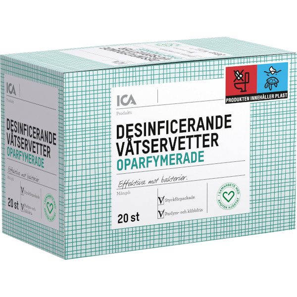 ICA Apotek Hjärtat Våtservetter Desinficerande Oparfymerade