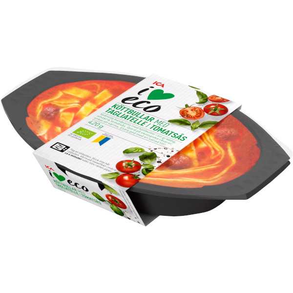 ICA I Love Eco Köttbullar & Tagliatelle I Tomatsås