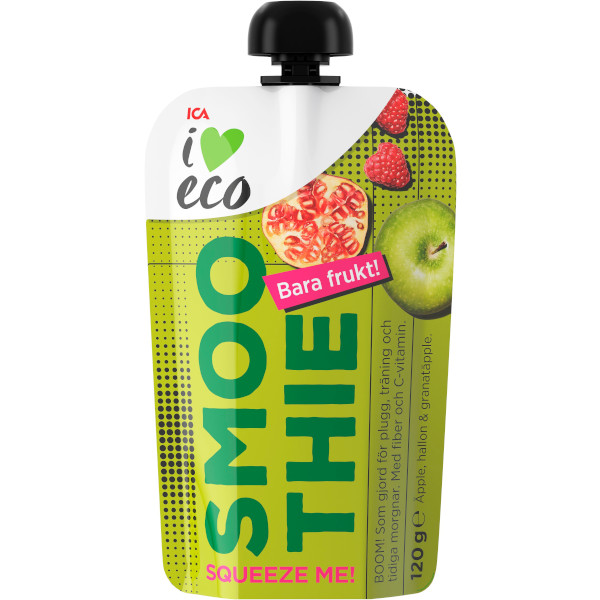 ICA I Love Eco Smoothie Squeeze Äpple/Hallon/Granatäpple