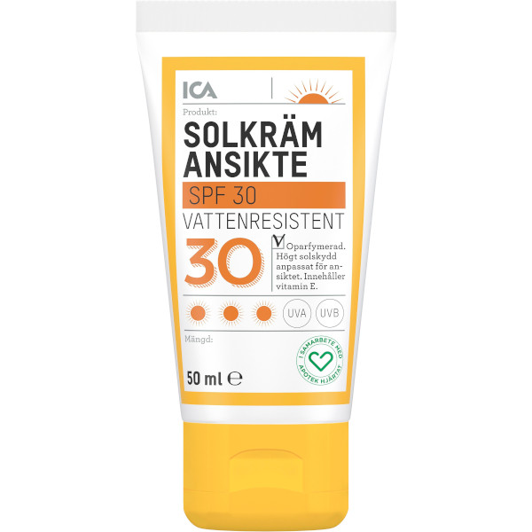 ICA Apotek Hjärtat Solkräm Ansikte SPF30