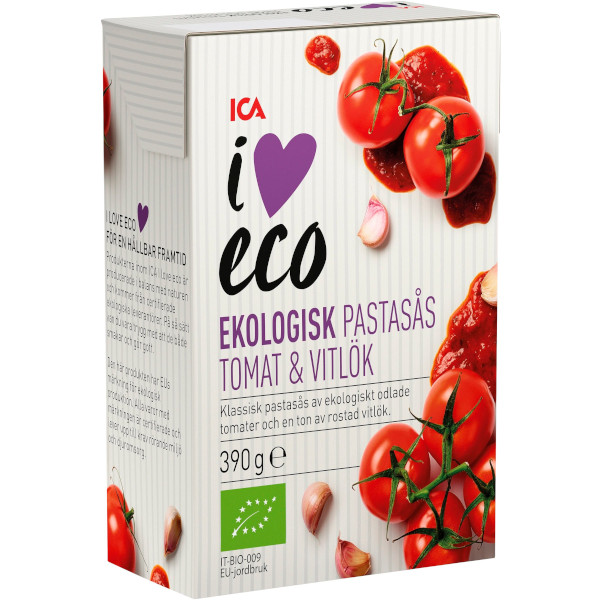 ICA I Love Eco Pastasås Tomat & Vitlök Ekologisk