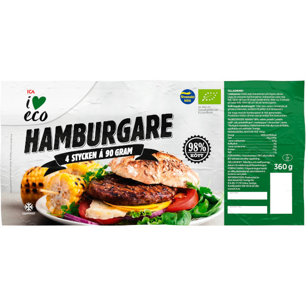 ICA I Love Eco Hamburgare 90g
