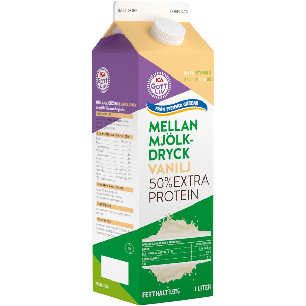 ICA Gott Liv Mellanmjölkdryck Vanilj 50% Extra Protein