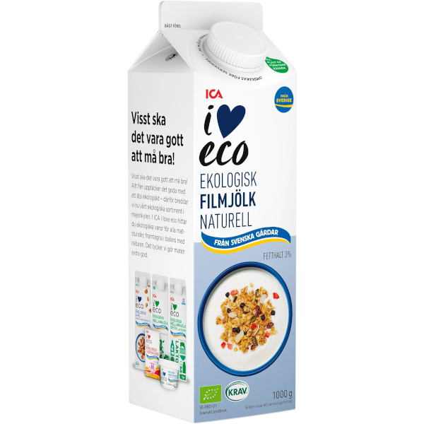 ICA I Love Eco Filmjölk Naturell Ekologisk