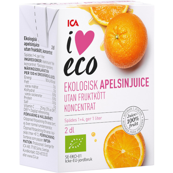 ICA I Love Eco Apelsinjuice Koncentrat Ekologisk
