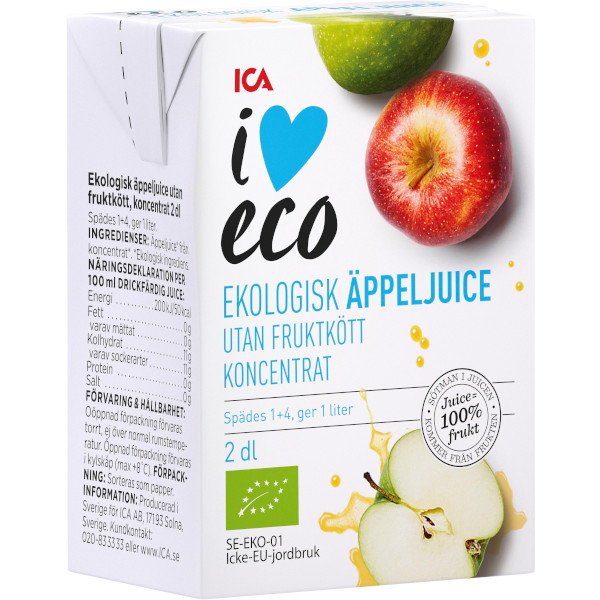 ICA I Love Eco Äppeljuice Koncentrat Ekologisk