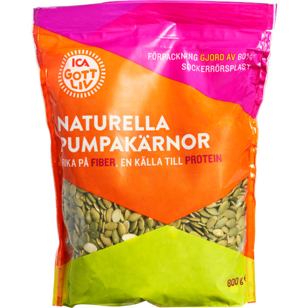 ICA Gott Liv Pumpakärnor Naturella Ekologiska
