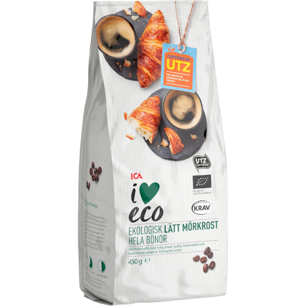 ICA I Love Eco Kaffebönor Lätt Mörkrost Ekologiska