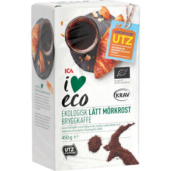 ICA I Love Eco Bryggkaffe Lätt Mörkrost Ekologiskt