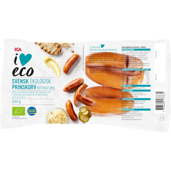 ICA I Love Eco Prinskorv Ekologisk
