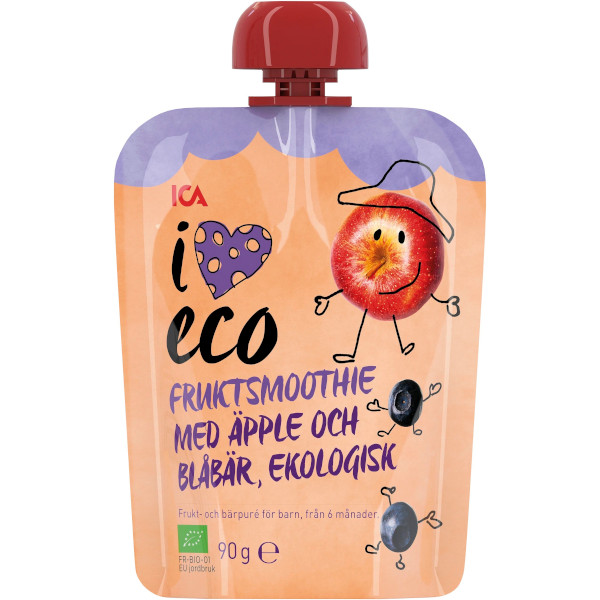 ICA I Love Eco Fruktsmoothie Äpple/Blåbär Ekologisk