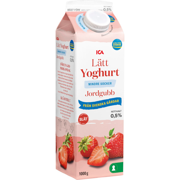 ICA Lättyoghurt Jordgubb Mindre Socker