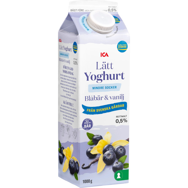 ICA Lättyoghurt Blåbär/Vanilj Mindre Socker