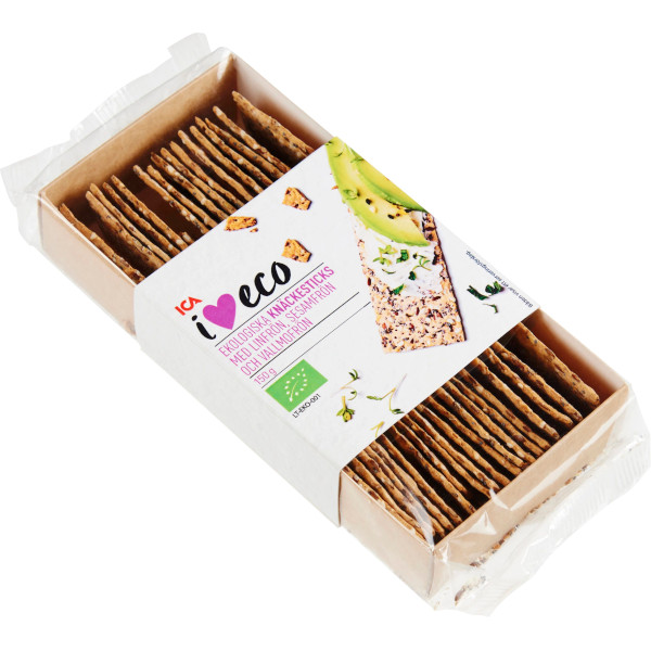 ICA I Love Eco Knäckesticks Linfrön/Sesamfrön/Vallmofrön Ekologiska