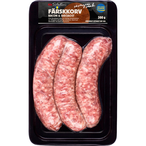 ICA Selection Färskkorv Bacon & Sveciaost