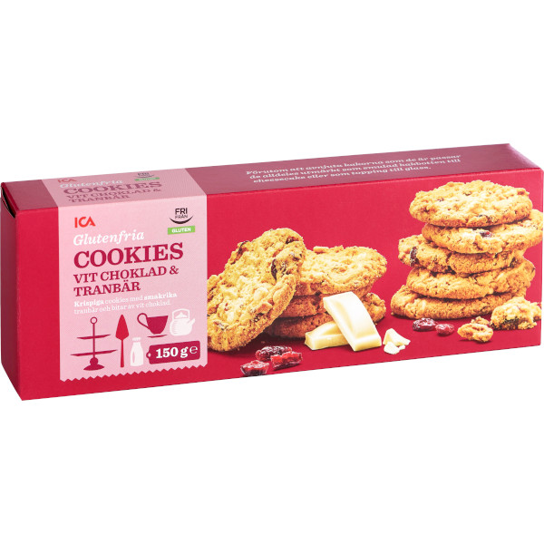 ICA Cookies Vit Choklad & Tranbär Glutenfria