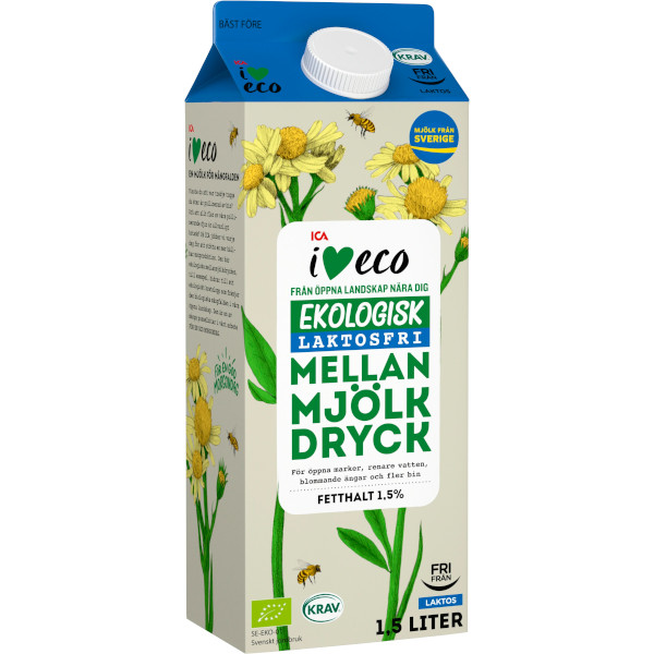 ICA I Love Eco Mellanmjölkdryck Ekologisk Laktosfri