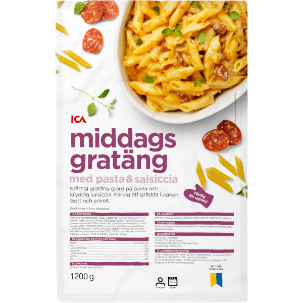 ICA Middagsgratäng Pasta & Salsiccia