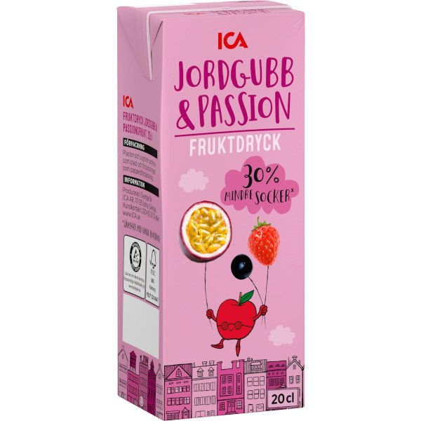ICA Fruktdryck Jordgubb & Passion