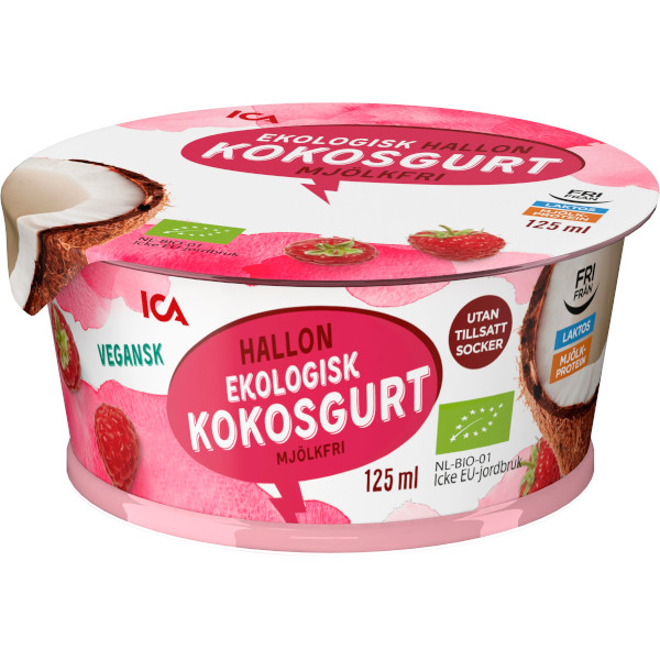 ICA Kokosgurt Hallon Ekologisk