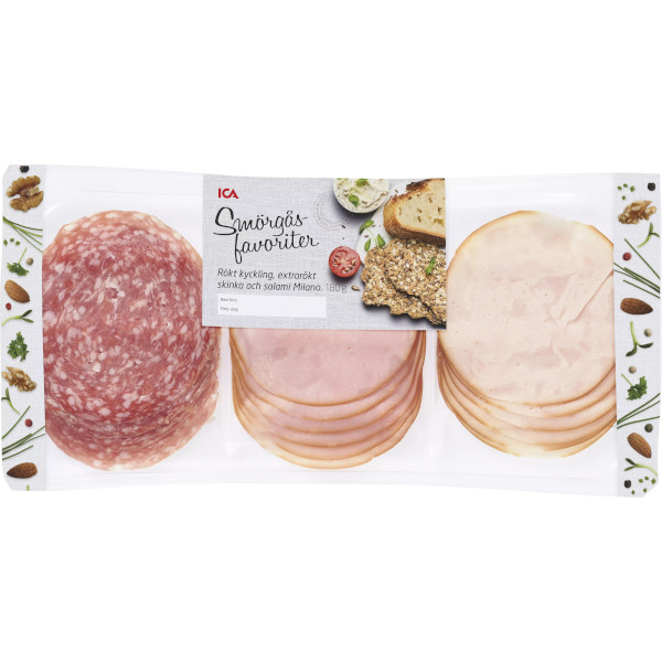ICA Smörgåsfavoriter Rökt Kyckling/Extrarökt Skinka/Salami Milano