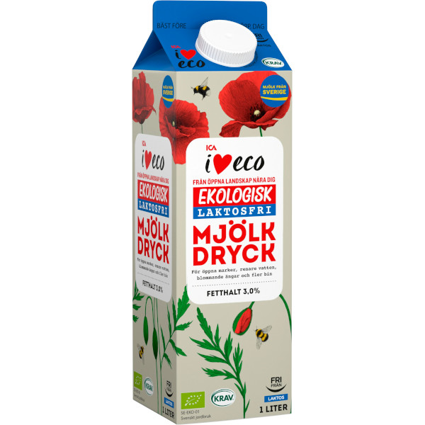 ICA I Love Eco Mjölkdryck Ekologisk Laktosfri