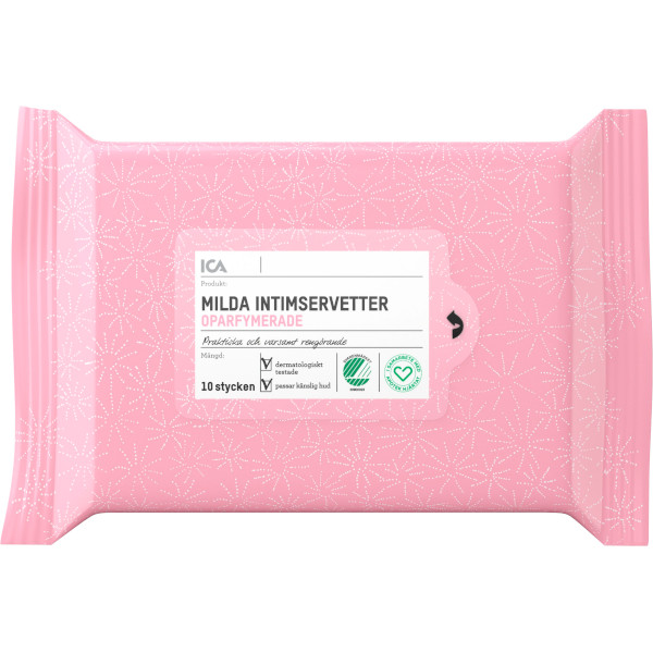 ICA Apotek Hjärtat Milda Intimservetter Oparfymerade