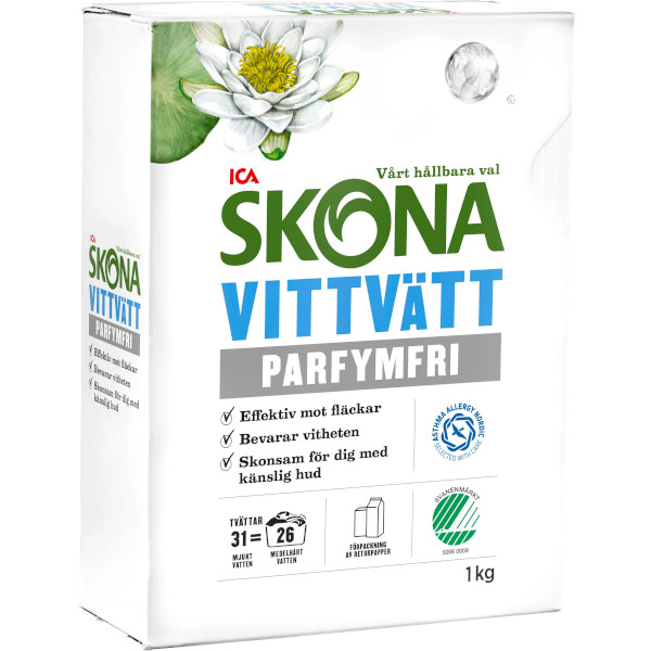 ICA Skona Tvättmedel Vittvätt Parfymfri