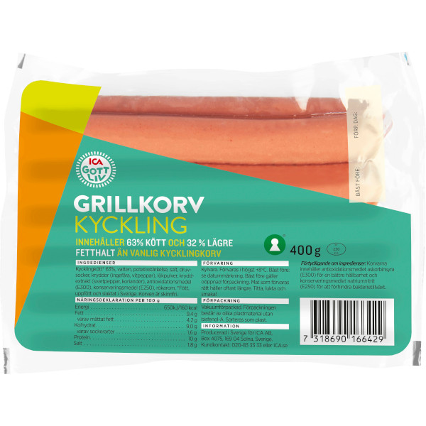 ICA Gott Liv Grillkorv Kyckling