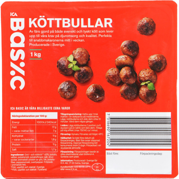 ICA Basic Köttbullar
