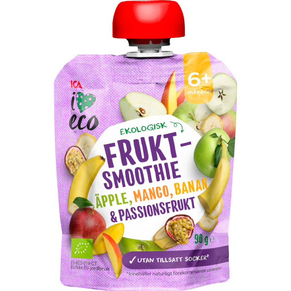 ICA I Love Eco Fruktsmoothie Äpple/Mango/Banan/Passionsfrukt Ekologisk