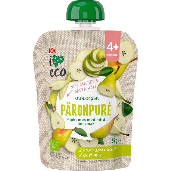 ICA I Love Eco Päronpuré Ekologisk