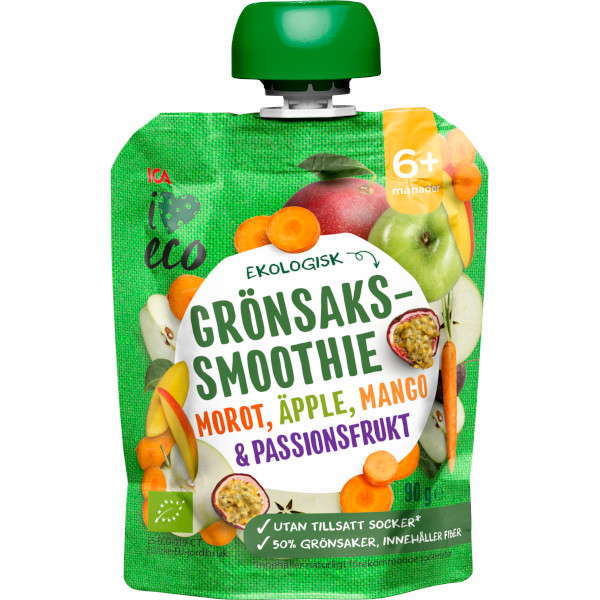 ICA I Love Eco Grönsakssmoothie Morot/Äpple/Mango/Passionsfrukt Ekologisk