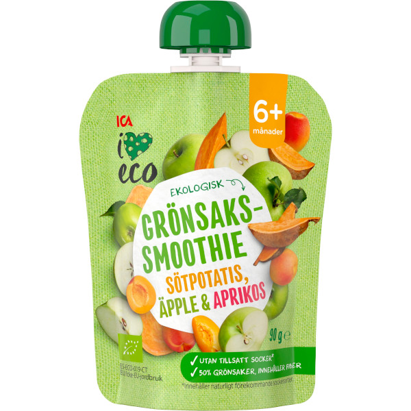 ICA I Love Eco Grönsakssmoothie Sötpotatis/Äpple/Aprikos Ekologisk