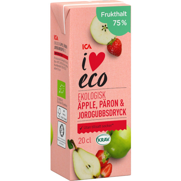 ICA I Love Eco Fruktdryck Äpple/Päron/Jordgubb Ekologisk