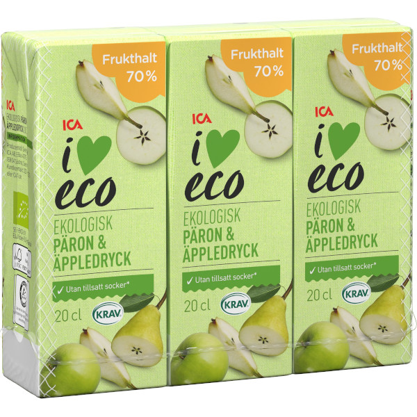 ICA I Love Eco Fruktdryck Päron/Äpple Ekologisk
