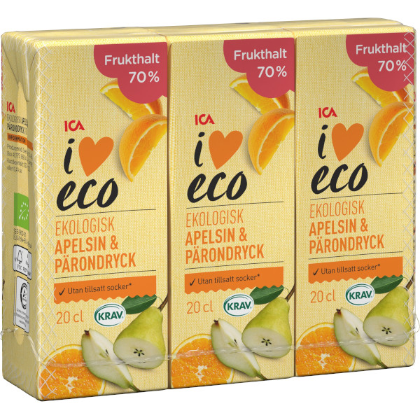 ICA I Love Eco Fruktdryck Apelsin/Päron Ekologisk