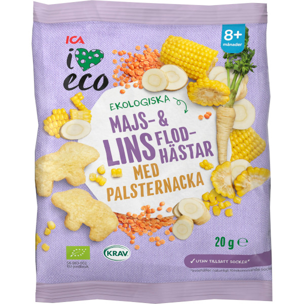 ICA I Love Eco Majs & Linsflodhästar Palsternacka Ekologiska