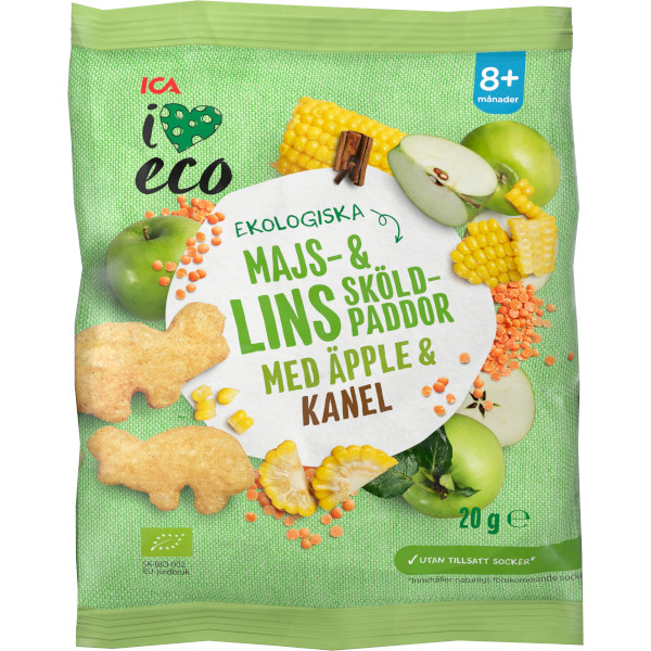 ICA I Love Eco Majs & Linssköldpaddor Äpple/Kanel Ekologiska