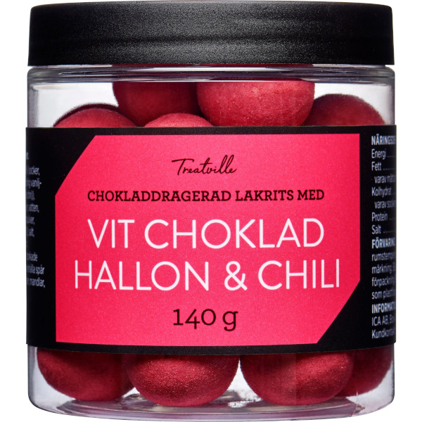 Treatville Chokladdragerad Lakrits Vit Choklad/Hallon/Chili